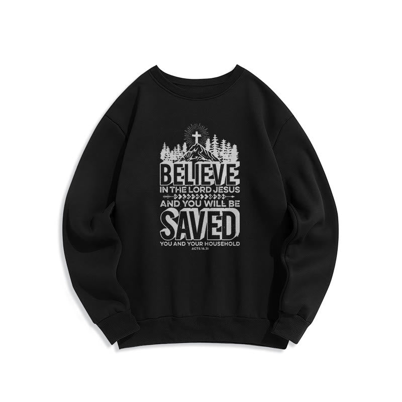 Christianartworkshop Modern Style Believe In The Jesus Lord Fleece Lined Polyester Sweatshirt