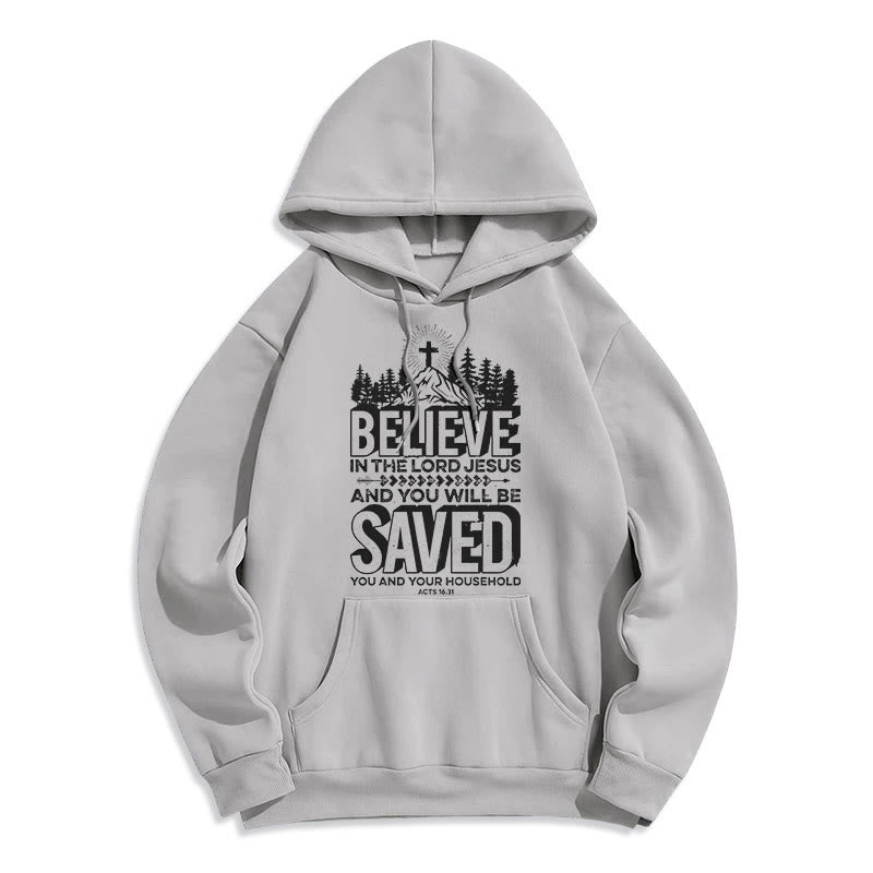 Christianartworkshop Modern Style Believe In The Jesus Lord Fleece Lined Polyester Hoodie