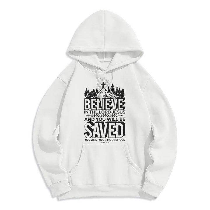 Christianartworkshop Modern Style Believe In The Jesus Lord Fleece Lined Polyester Hoodie