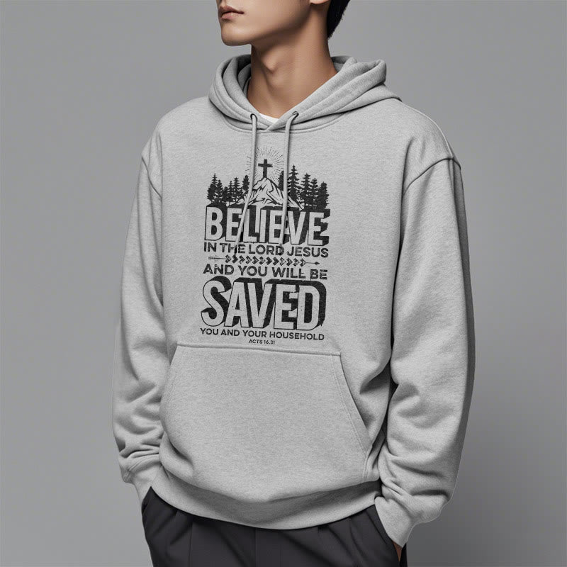 Christianartworkshop Modern Style Believe In The Jesus Lord Fleece Lined Polyester Hoodie