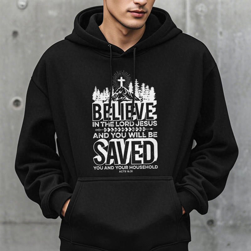 Christianartworkshop Modern Style Believe In The Jesus Lord Fleece Lined Polyester Hoodie