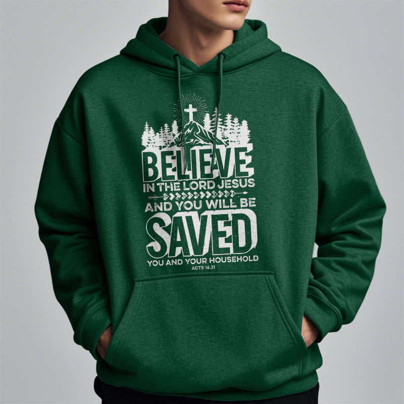 Christianartworkshop Modern Style Believe In The Jesus Lord Fleece Lined Polyester Hoodie