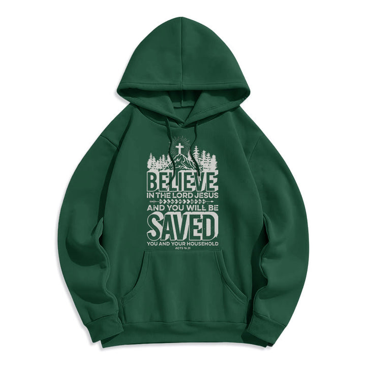 Christianartworkshop Modern Style Believe In The Jesus Lord Fleece Lined Polyester Hoodie