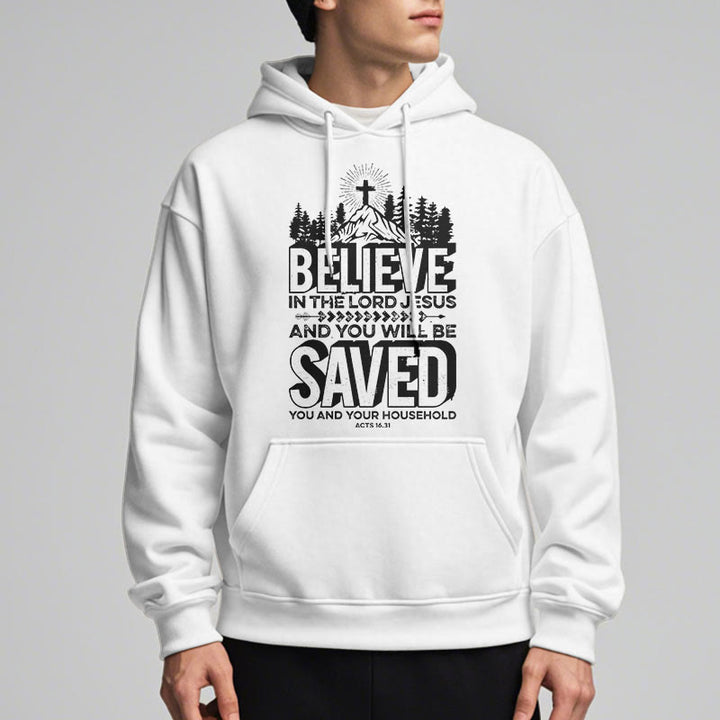 Christianartworkshop Modern Style Believe In The Jesus Lord Fleece Lined Polyester Hoodie