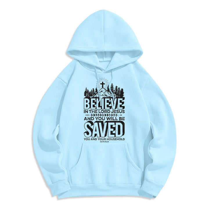 Christianartworkshop Modern Style Believe In The Jesus Lord Fleece Lined Polyester Hoodie