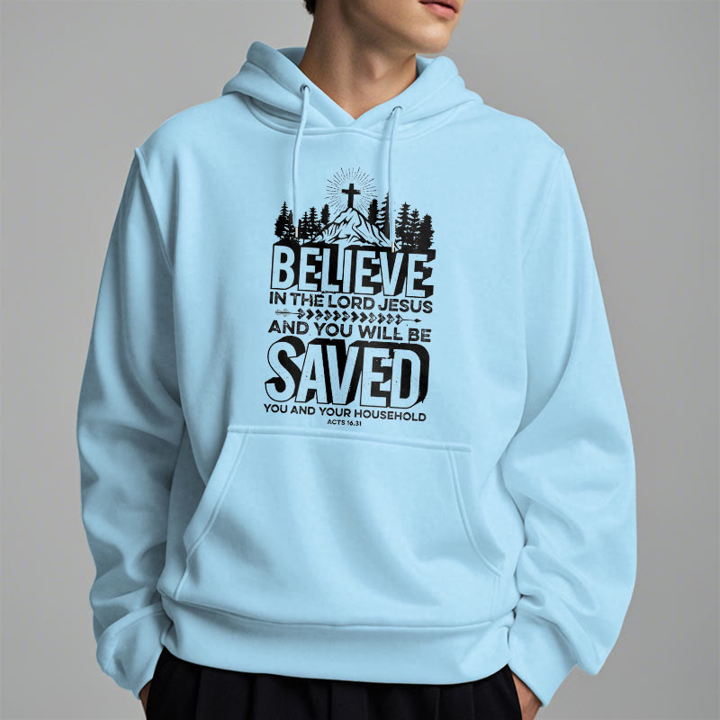 Christianartworkshop Modern Style Believe In The Jesus Lord Fleece Lined Polyester Hoodie