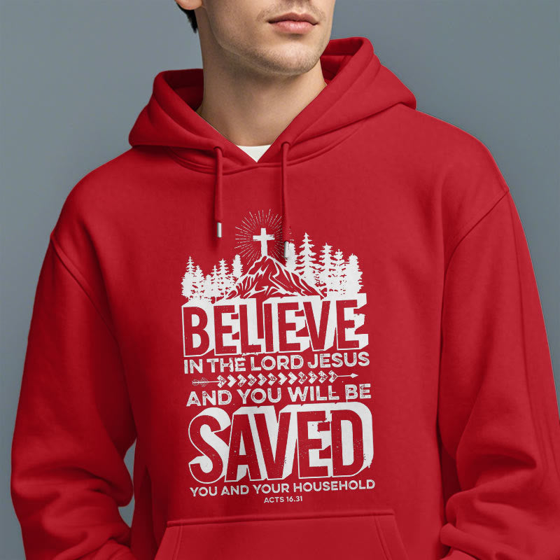 Christianartworkshop Modern Style Believe In The Jesus Lord Fleece Lined Polyester Hoodie