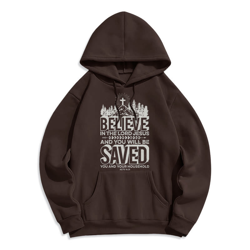 Christianartworkshop Modern Style Believe In The Jesus Lord Fleece Lined Polyester Hoodie