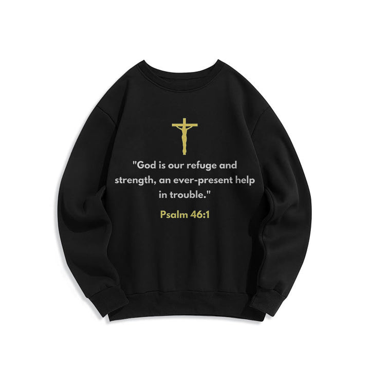 Christianartworkshop Classic Style God Is Our Refuge And Strength Fleece Lined Polyester Sweatshirt