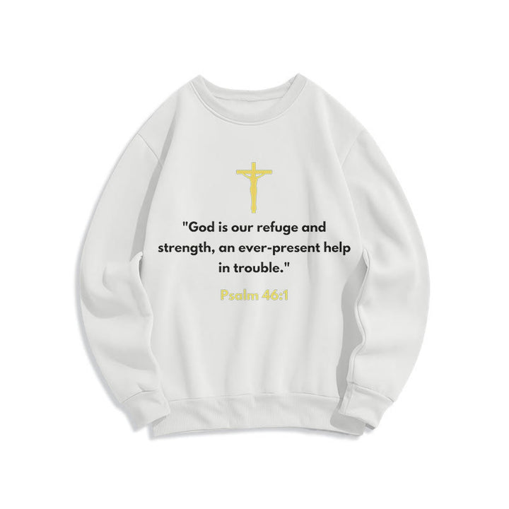 Christianartworkshop Classic Style God Is Our Refuge And Strength Fleece Lined Polyester Sweatshirt - White - 2XL - image 5