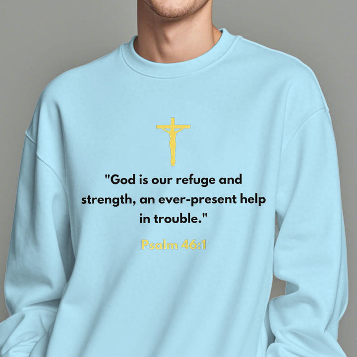 Christianartworkshop Classic Style God Is Our Refuge And Strength Fleece Lined Polyester Sweatshirt