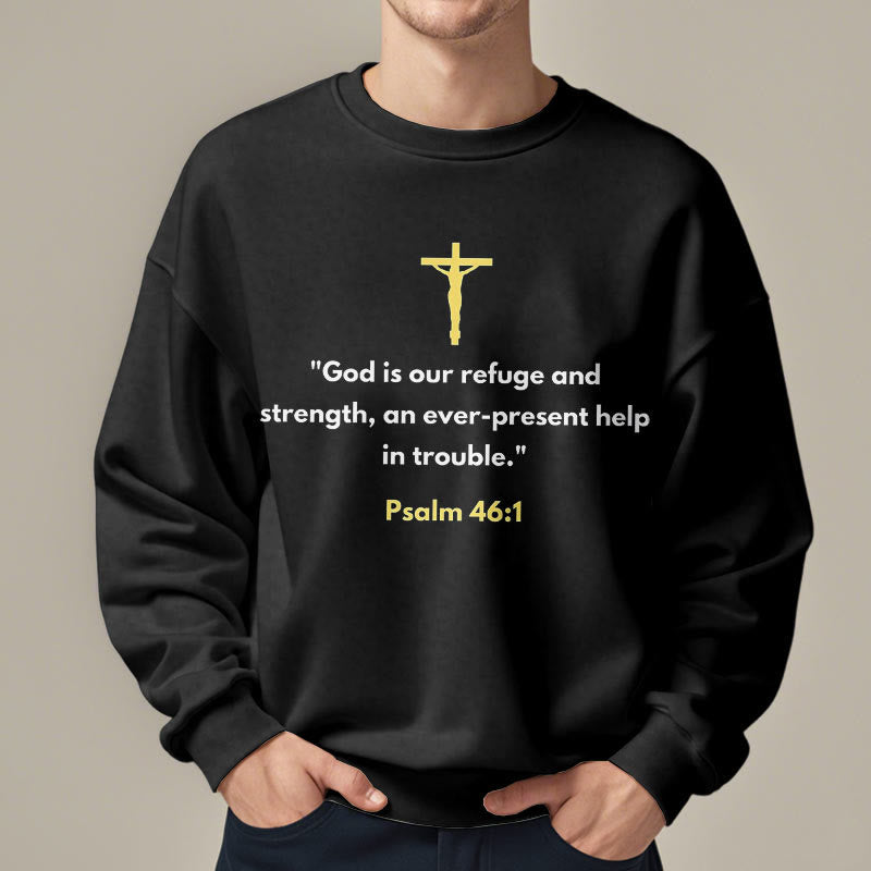 Christianartworkshop Classic Style God Is Our Refuge And Strength Fleece Lined Polyester Sweatshirt