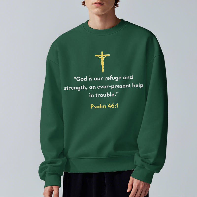 Christianartworkshop Classic Style God Is Our Refuge And Strength Fleece Lined Polyester Sweatshirt