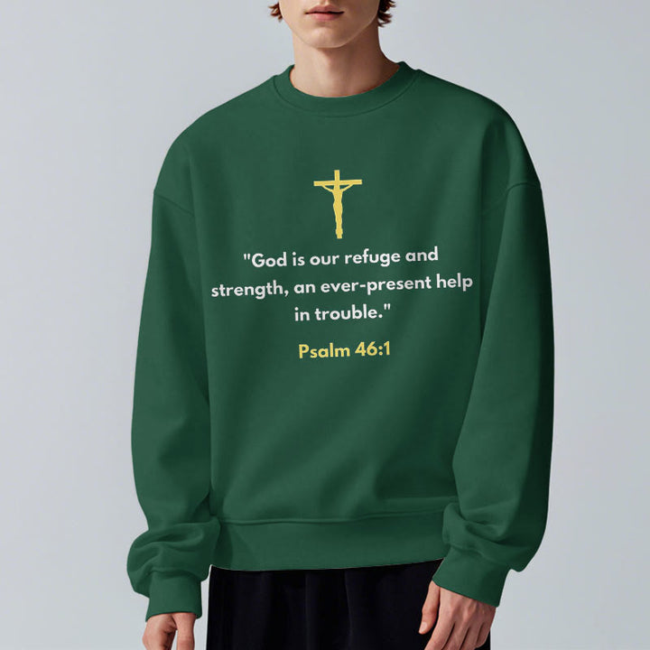 Christianartworkshop Classic Style God Is Our Refuge And Strength Fleece Lined Polyester Sweatshirt