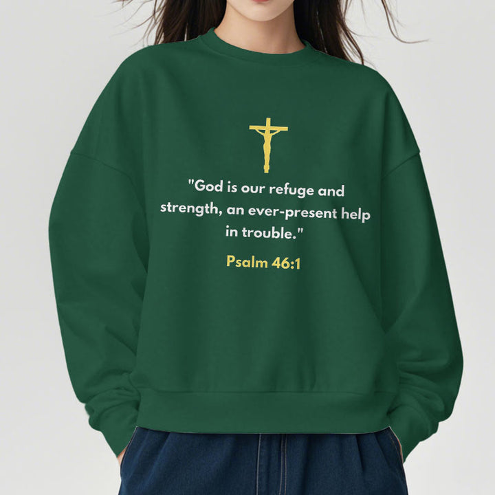 Christianartworkshop Classic Style God Is Our Refuge And Strength Fleece Lined Polyester Sweatshirt