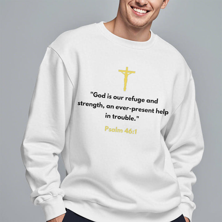 Christianartworkshop Classic Style God Is Our Refuge And Strength Fleece Lined Polyester Sweatshirt