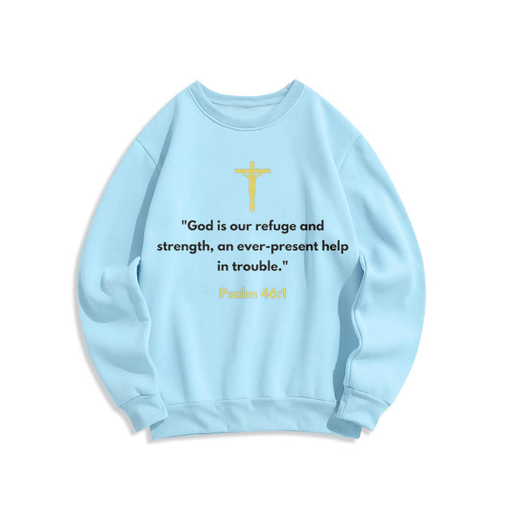 Christianartworkshop Classic Style God Is Our Refuge And Strength Fleece Lined Polyester Sweatshirt - Blue - 2XL - image 25