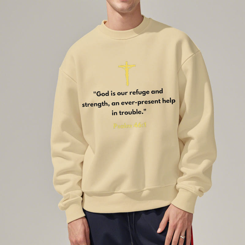 Christianartworkshop Classic Style God Is Our Refuge And Strength Fleece Lined Polyester Sweatshirt