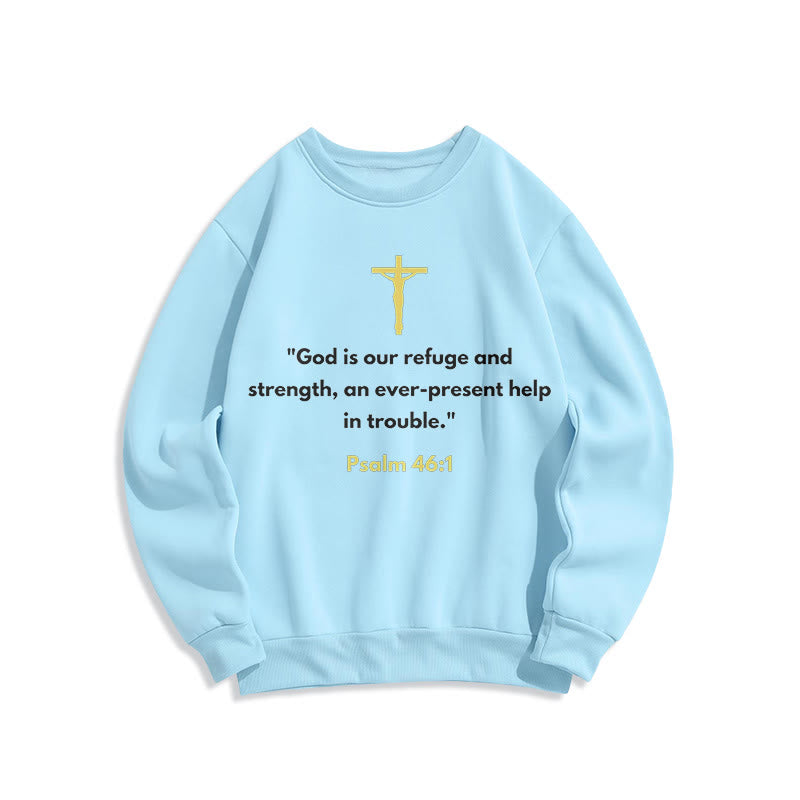 Christianartworkshop Classic Style God Is Our Refuge And Strength Fleece Lined Polyester Sweatshirt