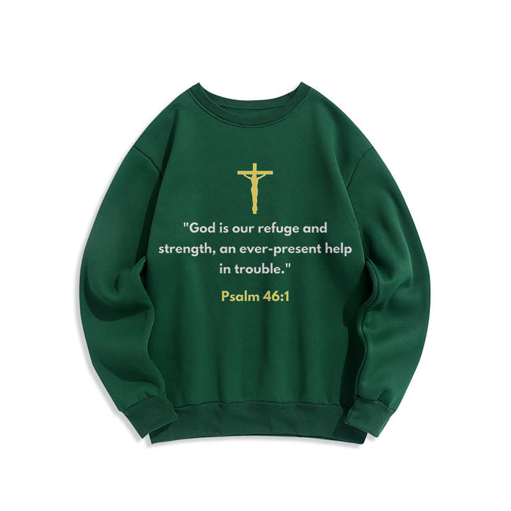 Christianartworkshop Classic Style God Is Our Refuge And Strength Fleece Lined Polyester Sweatshirt