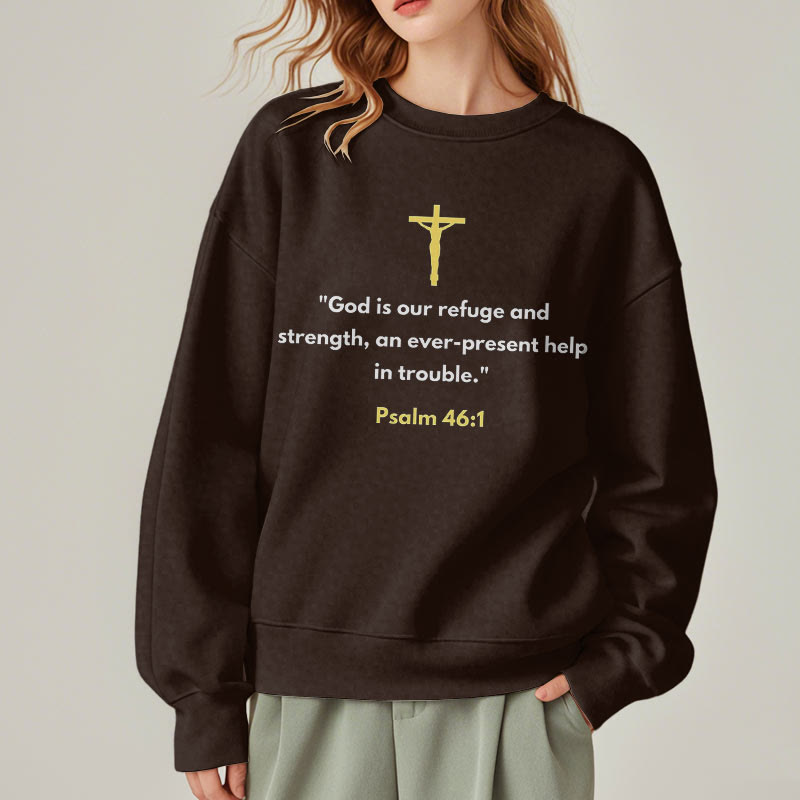 Christianartworkshop Classic Style God Is Our Refuge And Strength Fleece Lined Polyester Sweatshirt