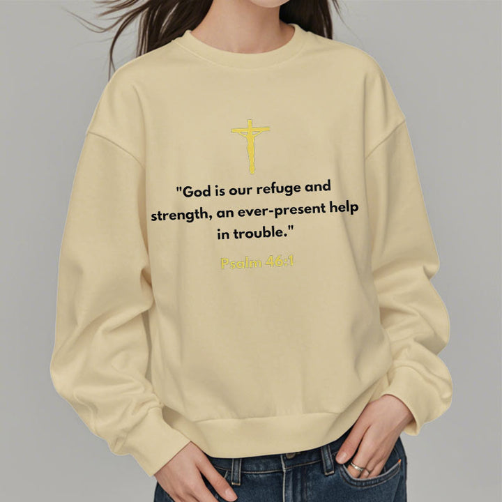 Christianartworkshop Classic Style God Is Our Refuge And Strength Fleece Lined Polyester Sweatshirt