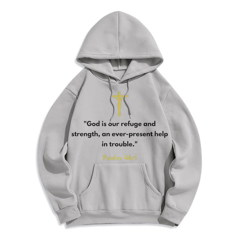 Christianartworkshop Classic Style God Is Our Refuge And Strength Fleece Lined Polyester Hoodie