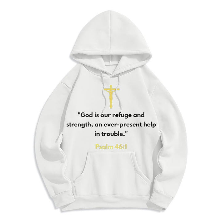 Christianartworkshop Classic Style God Is Our Refuge And Strength Fleece Lined Polyester Hoodie