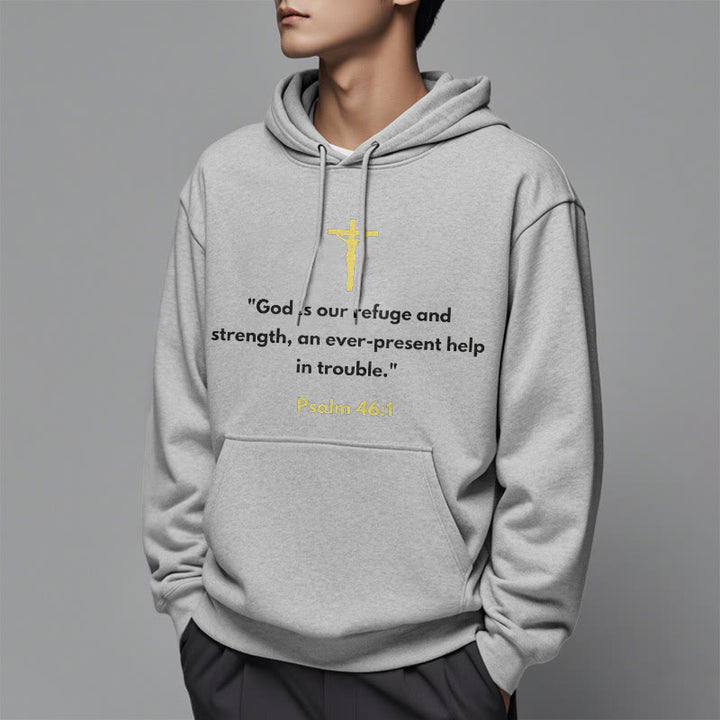 Christianartworkshop Classic Style God Is Our Refuge And Strength Fleece Lined Polyester Hoodie