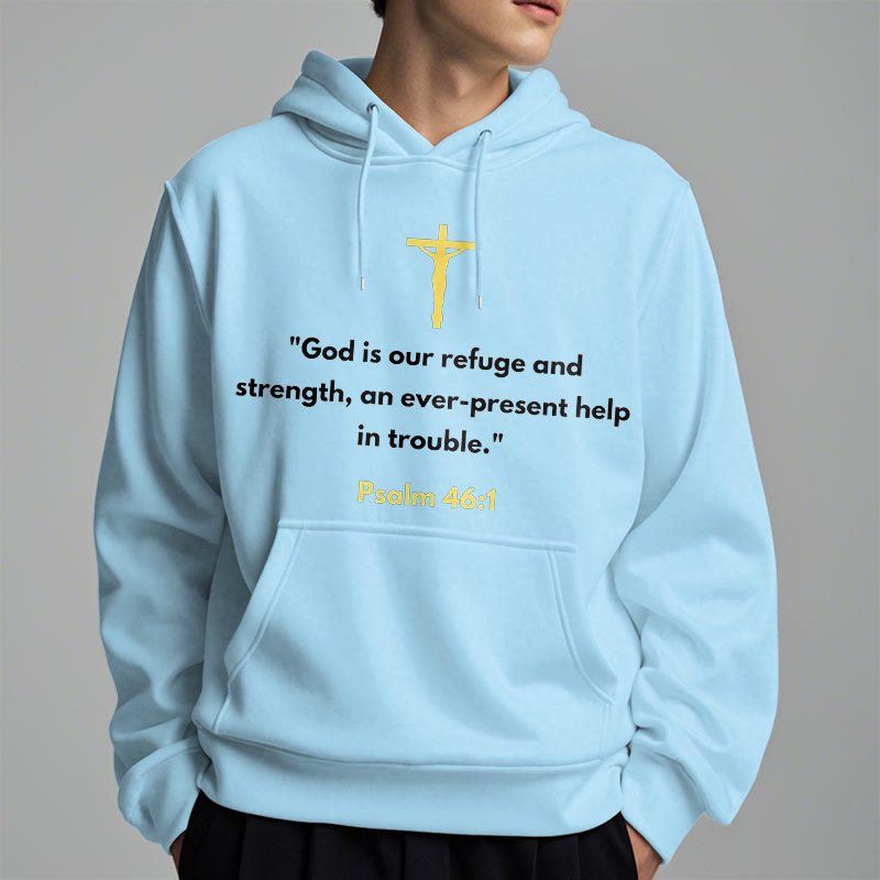 Christianartworkshop Classic Style God Is Our Refuge And Strength Fleece Lined Polyester Hoodie