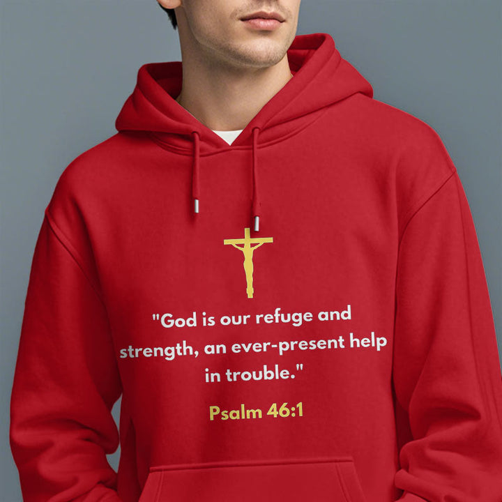 Christianartworkshop Classic Style God Is Our Refuge And Strength Fleece Lined Polyester Hoodie