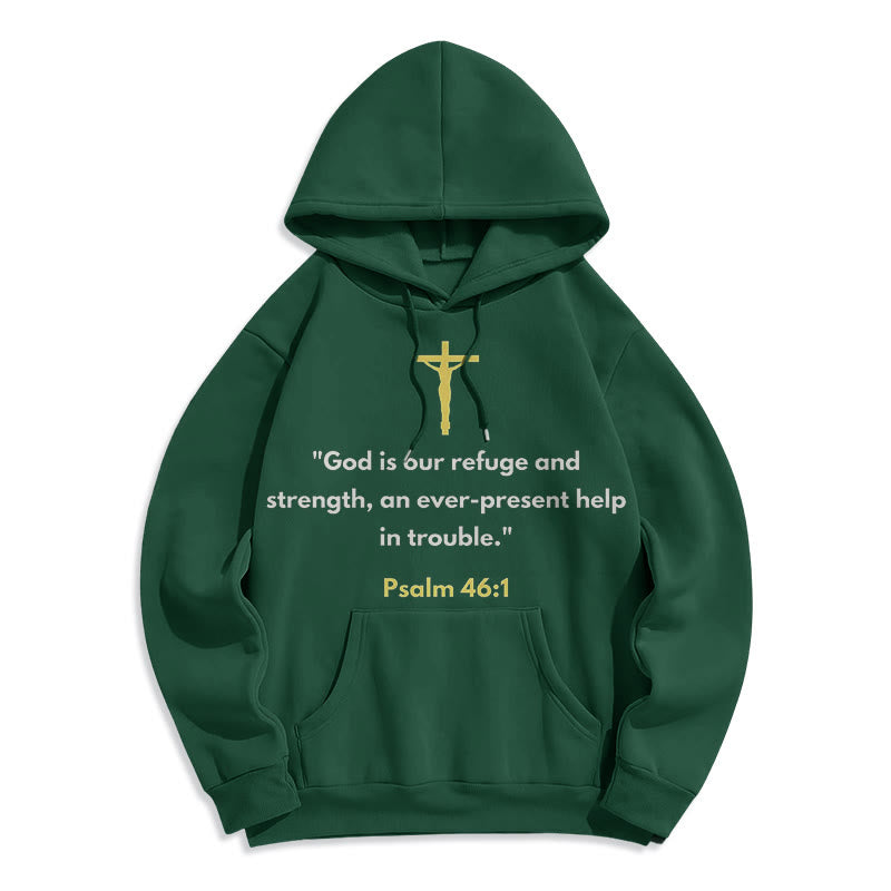 Christianartworkshop Classic Style God Is Our Refuge And Strength Fleece Lined Polyester Hoodie