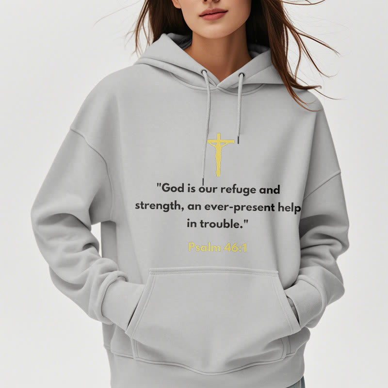 Christianartworkshop Classic Style God Is Our Refuge And Strength Fleece Lined Polyester Hoodie