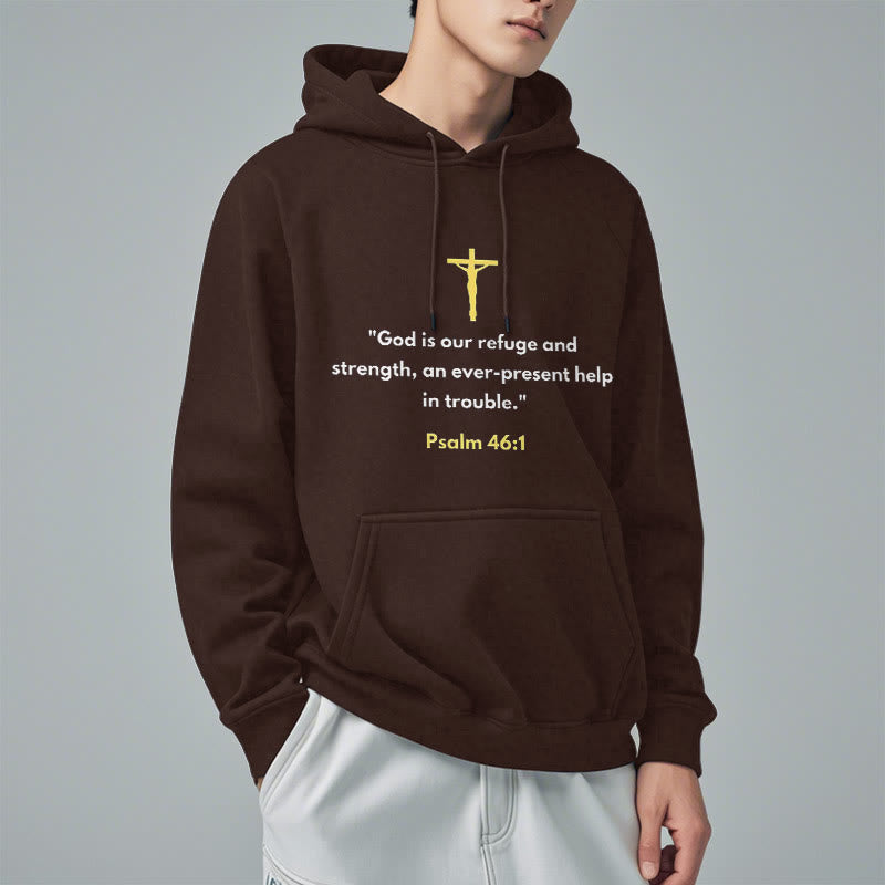 Christianartworkshop Classic Style God Is Our Refuge And Strength Fleece Lined Polyester Hoodie