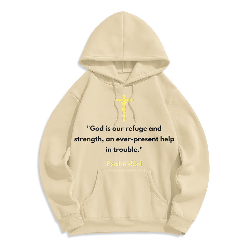 Christianartworkshop Classic Style God Is Our Refuge And Strength Fleece Lined Polyester Hoodie