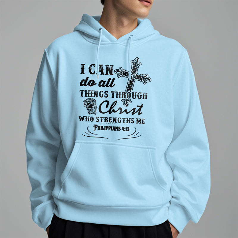 Christianartworkshop Quotation Style I Can Do All Things Fleece Lined Polyester Hoodie