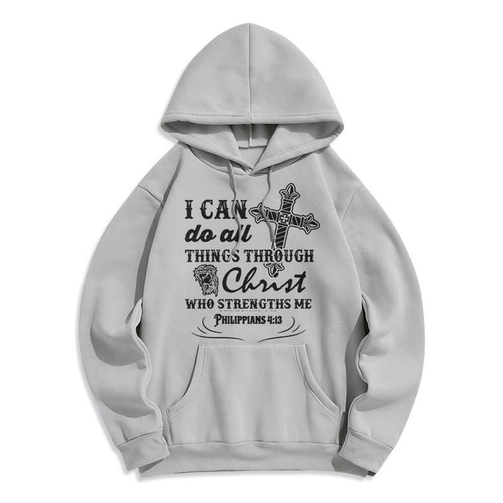 Christianartworkshop Quotation Style I Can Do All Things Fleece Lined Polyester Hoodie