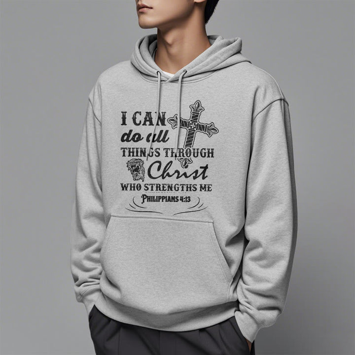 Christianartworkshop Quotation Style I Can Do All Things Fleece Lined Polyester Hoodie