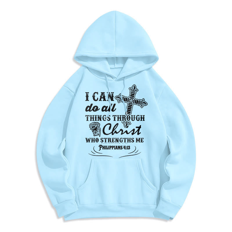 Christianartworkshop Quotation Style I Can Do All Things Fleece Lined Polyester Hoodie