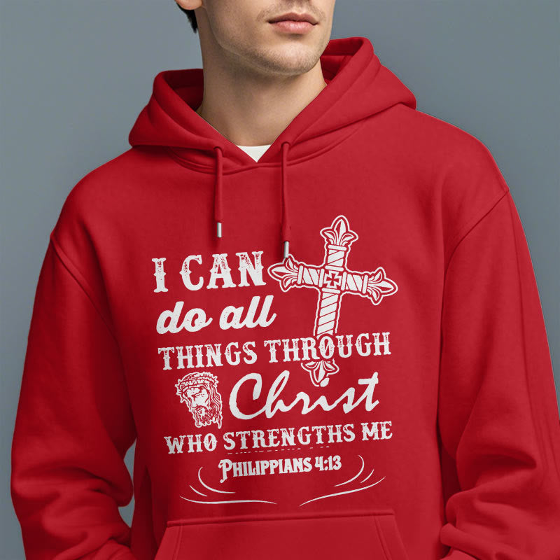 Christianartworkshop Quotation Style I Can Do All Things Fleece Lined Polyester Hoodie