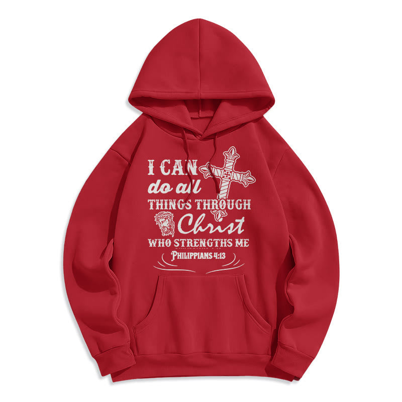 Christianartworkshop Quotation Style I Can Do All Things Fleece Lined Polyester Hoodie