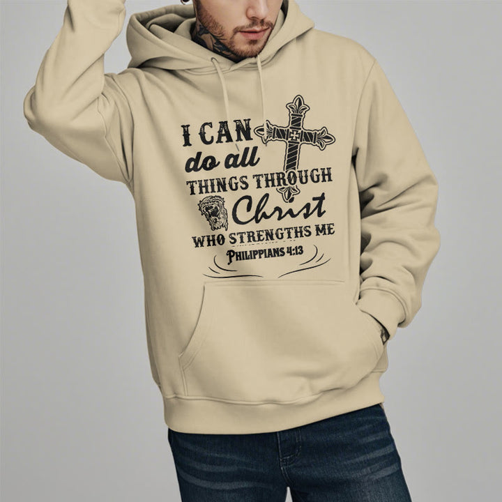 Christianartworkshop Quotation Style I Can Do All Things Fleece Lined Polyester Hoodie