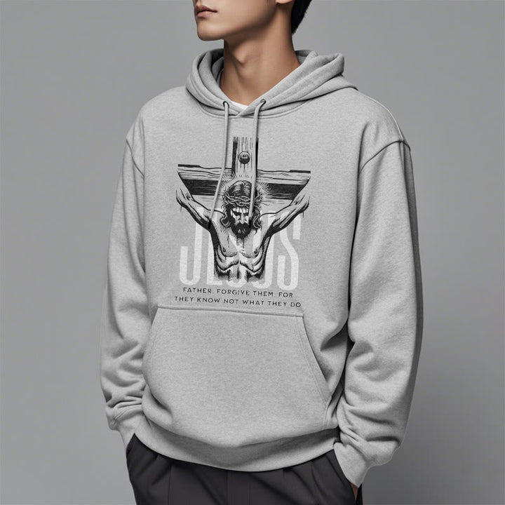 Christianartworkshop Classic Style Father Forgive Them Crucifix Fleece Lined Polyester Hoodie - image 32