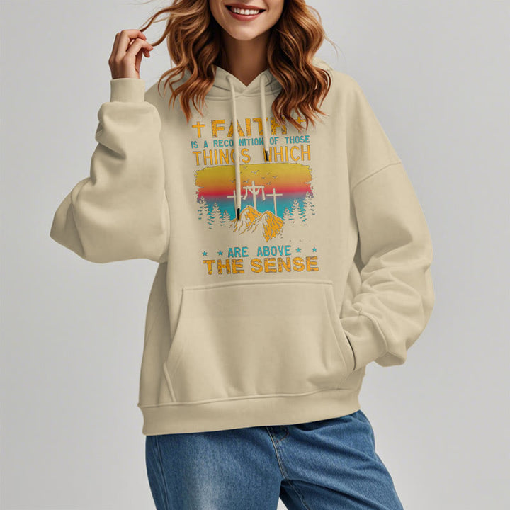 Christianartworkshop Colored Style Faith Is A Recognition Fleece Lined Polyester Hoodie