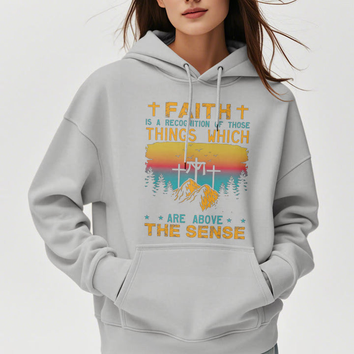 Christianartworkshop Colored Style Faith Is A Recognition Fleece Lined Polyester Hoodie