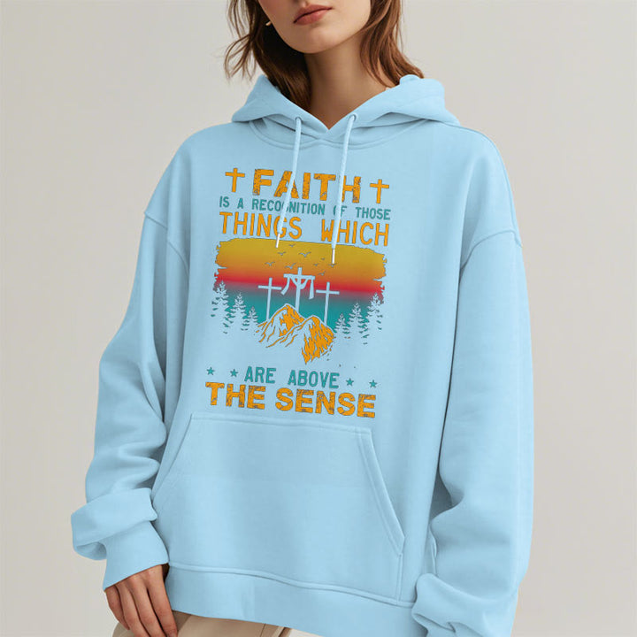 Christianartworkshop Colored Style Faith Is A Recognition Fleece Lined Polyester Hoodie