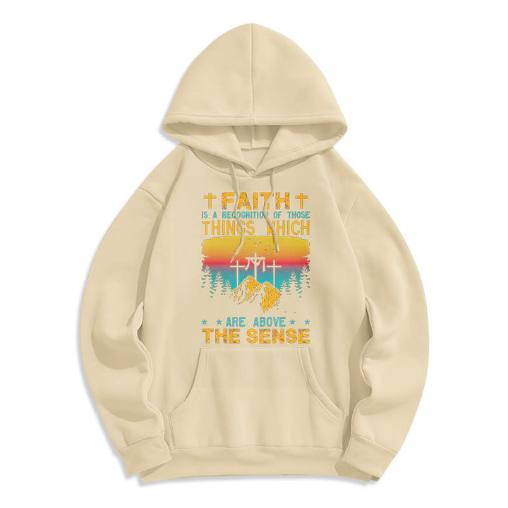 Christianartworkshop Colored Style Faith Is A Recognition Fleece Lined Polyester Hoodie