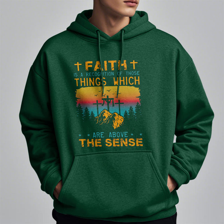 Christianartworkshop Colored Style Faith Is A Recognition Fleece Lined Polyester Hoodie