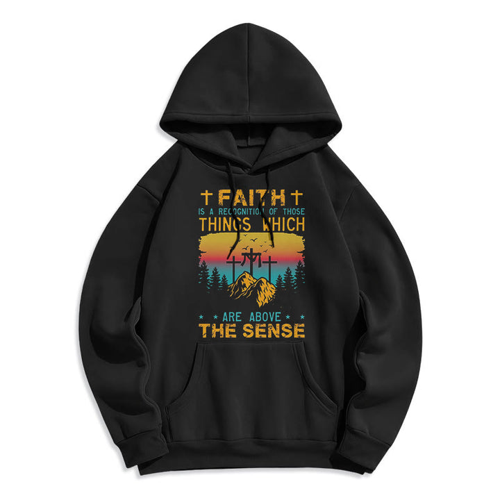 Christianartworkshop Colored Style Faith Is A Recognition Fleece Lined Polyester Hoodie