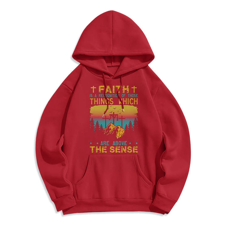 Christianartworkshop Colored Style Faith Is A Recognition Fleece Lined Polyester Hoodie